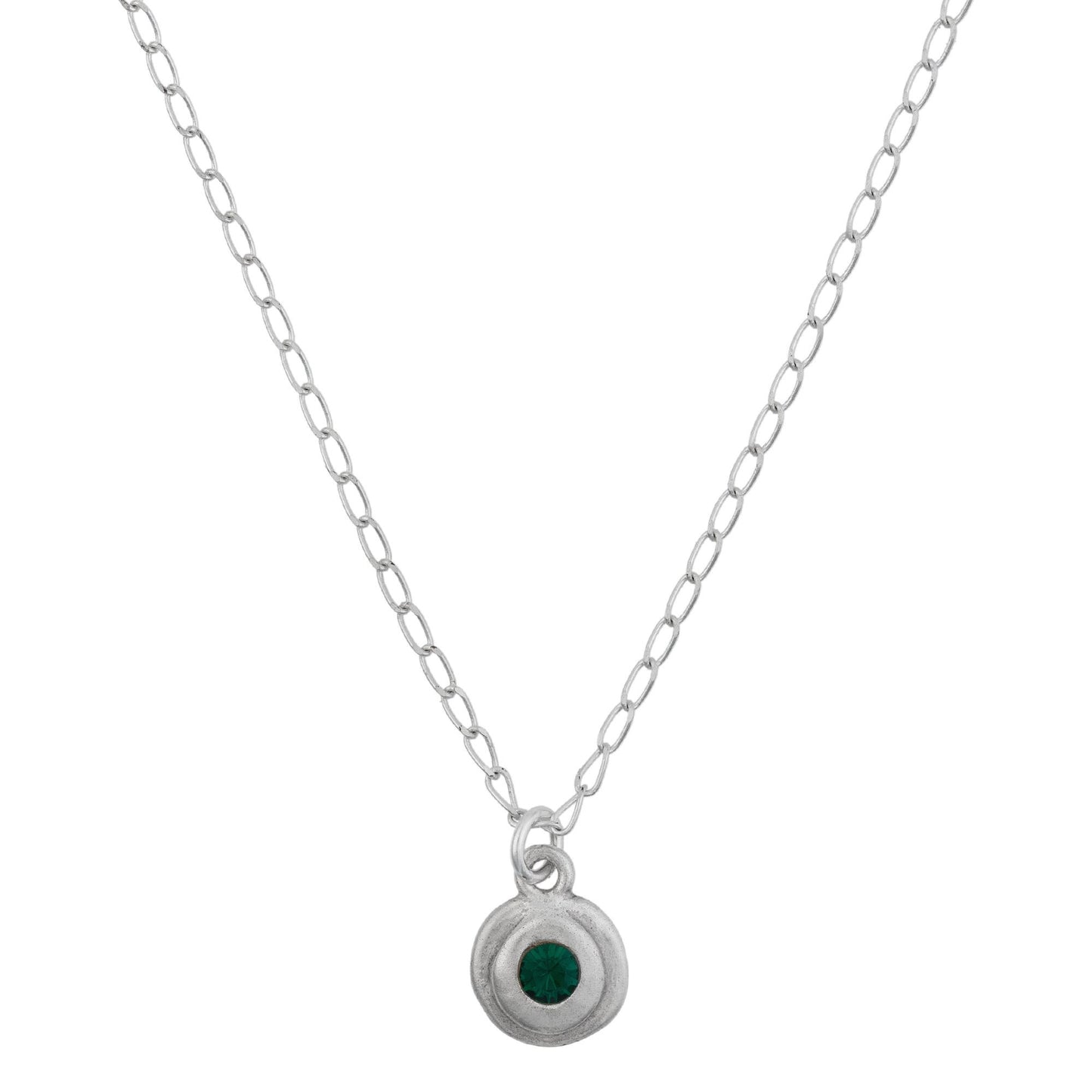 Cadena plata chapado Swarovski esmeralda