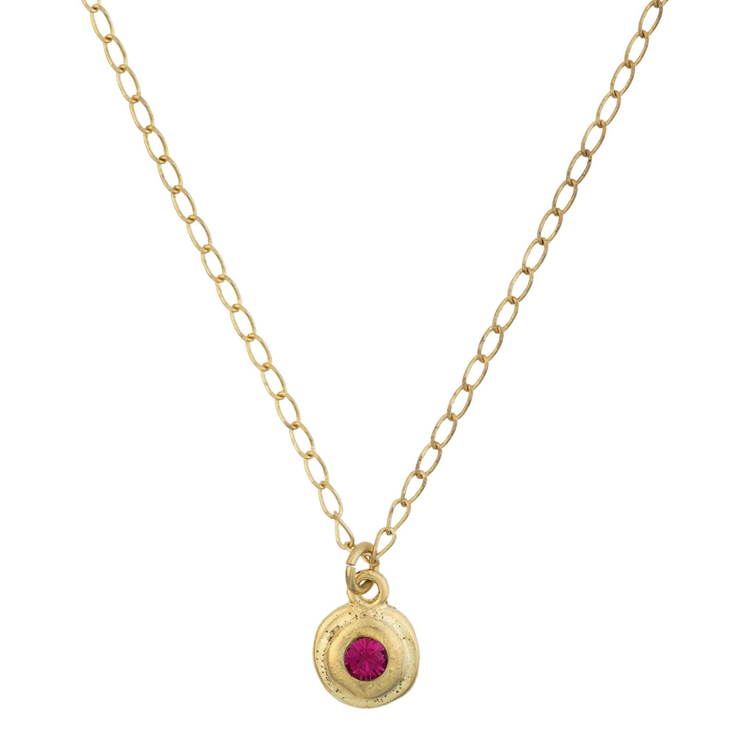 Corrente Swarovski rosa fúcsia banhada a ouro