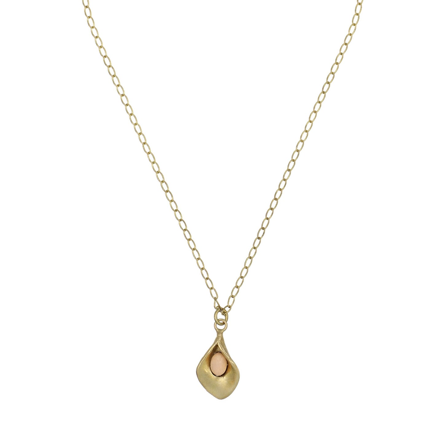 Collar dorado flor charm cala dorado-rosa palo