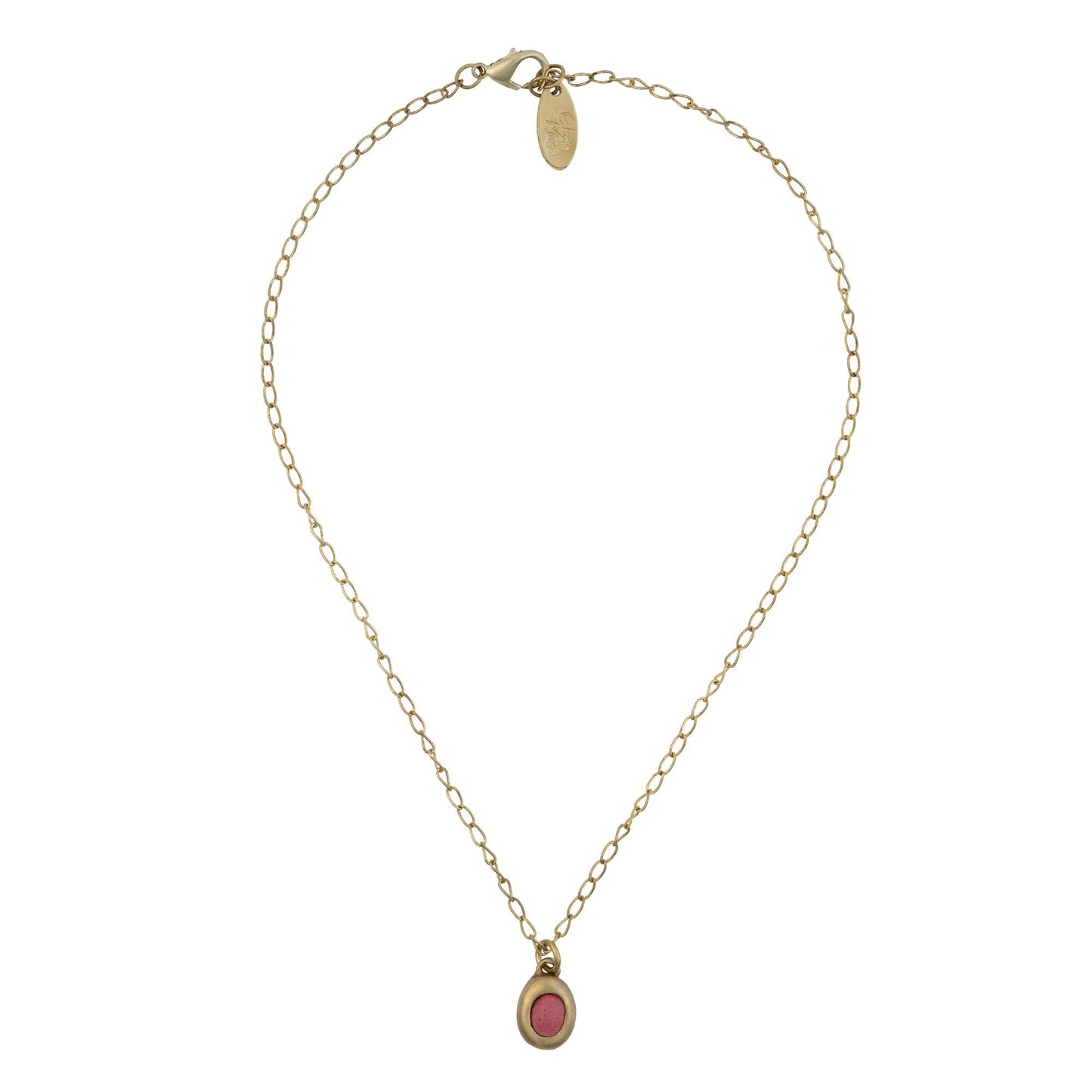 Colar pingente dourado bordô