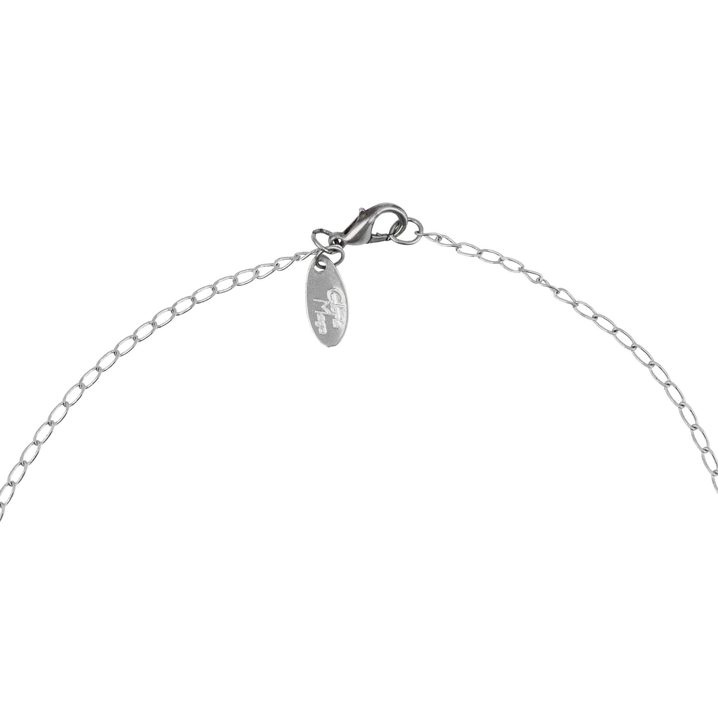 Collar medio plumas plata chapado cristales negro