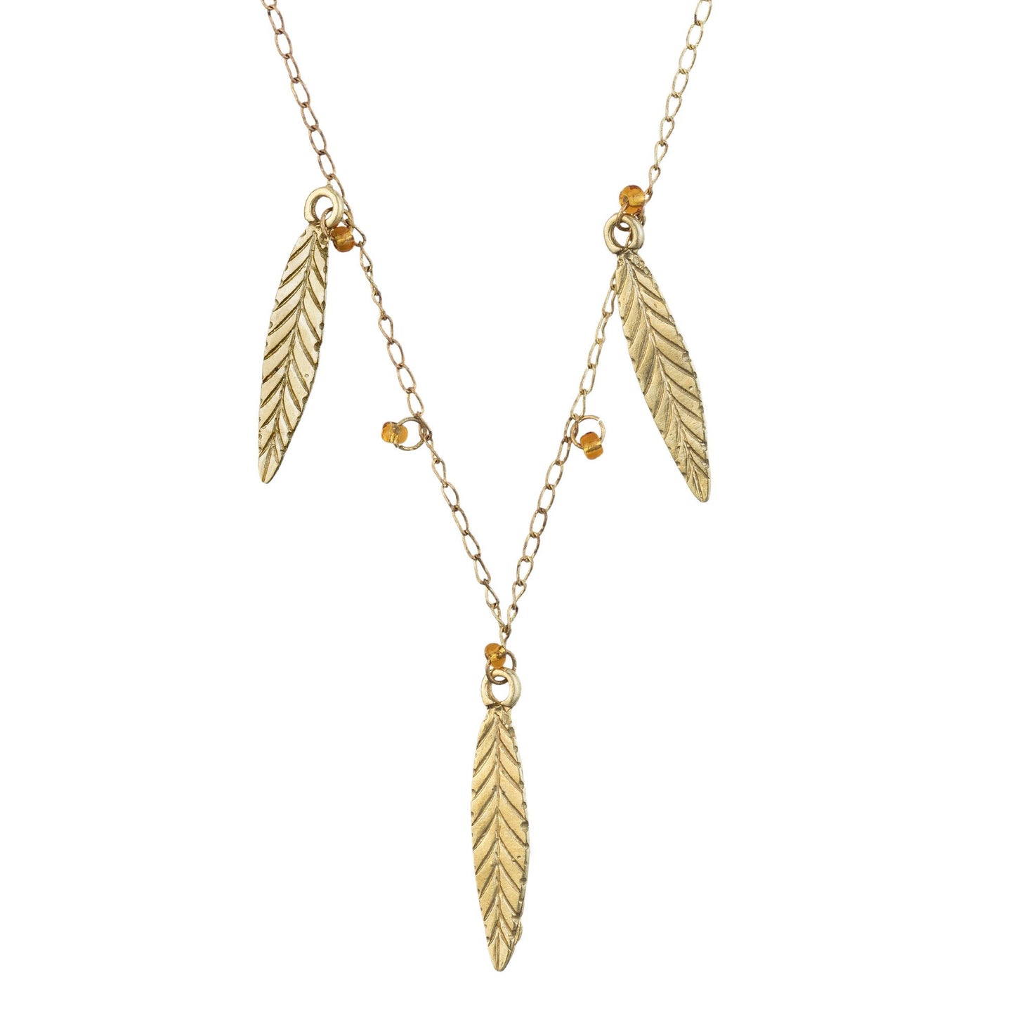 Collar colgantes plumas dorado cristales marrón