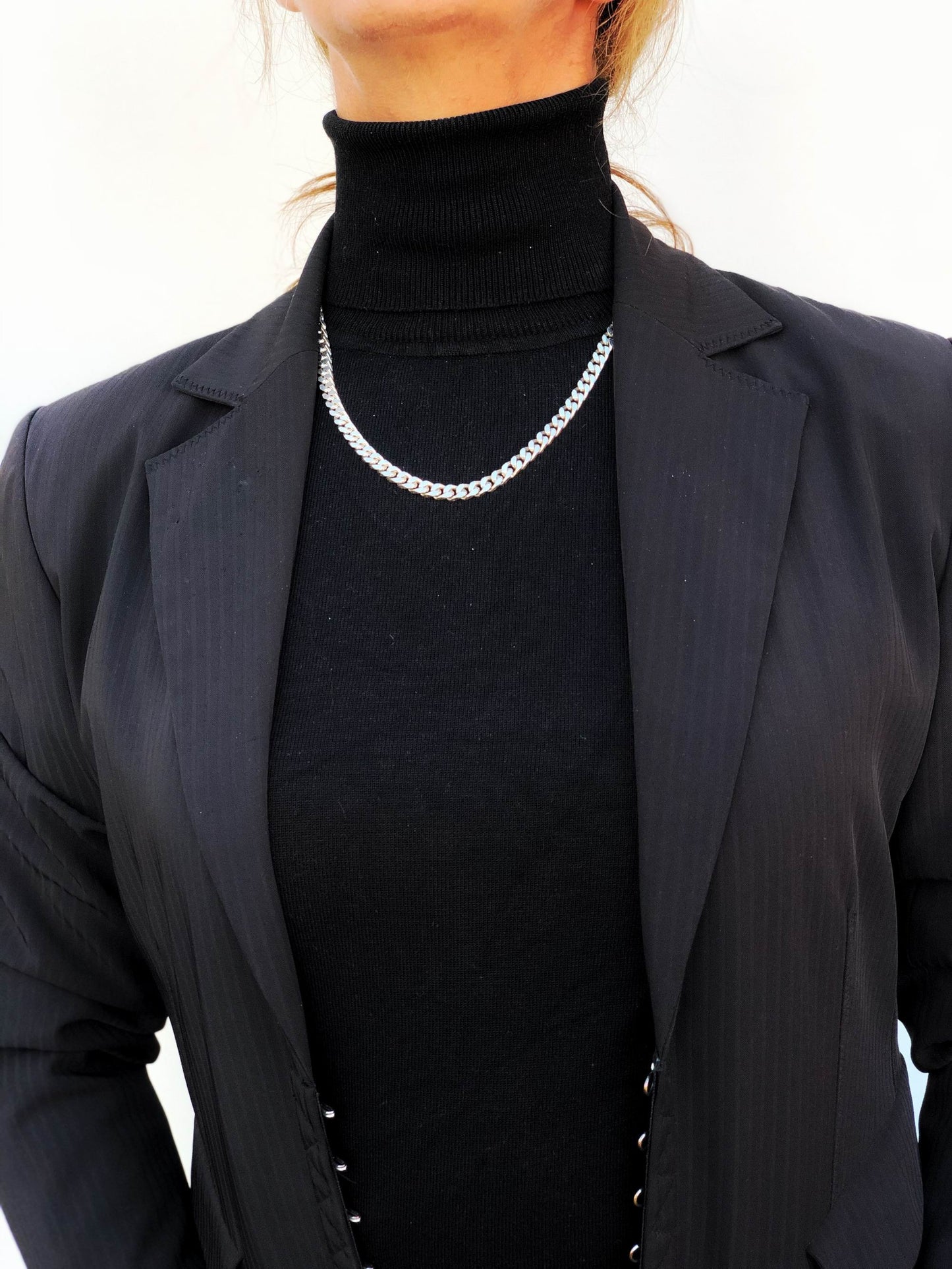 Collar cadena plata diamantada latón chapado 50cm