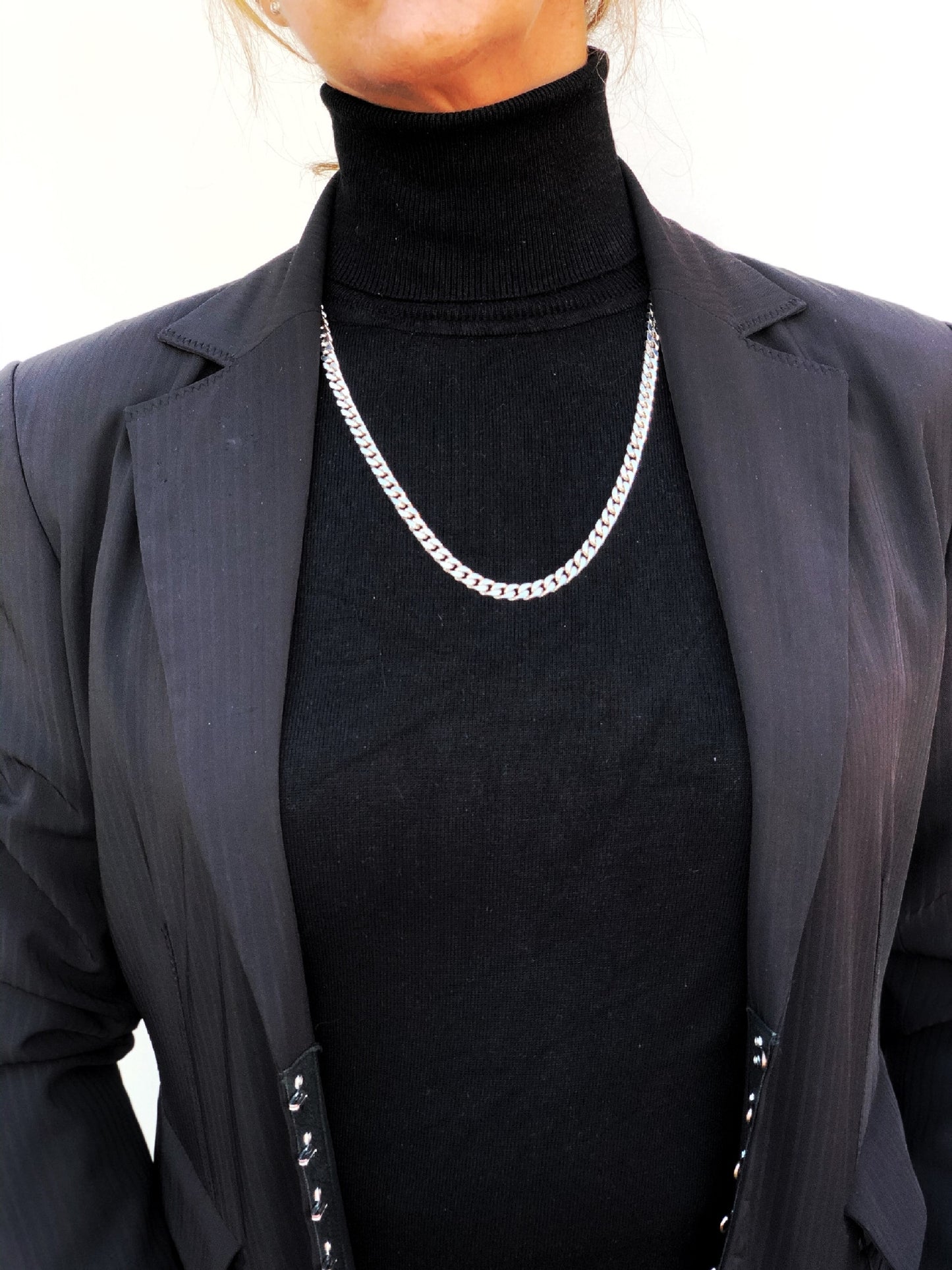 Collar cadena plata diamantada latón chapado 60cm