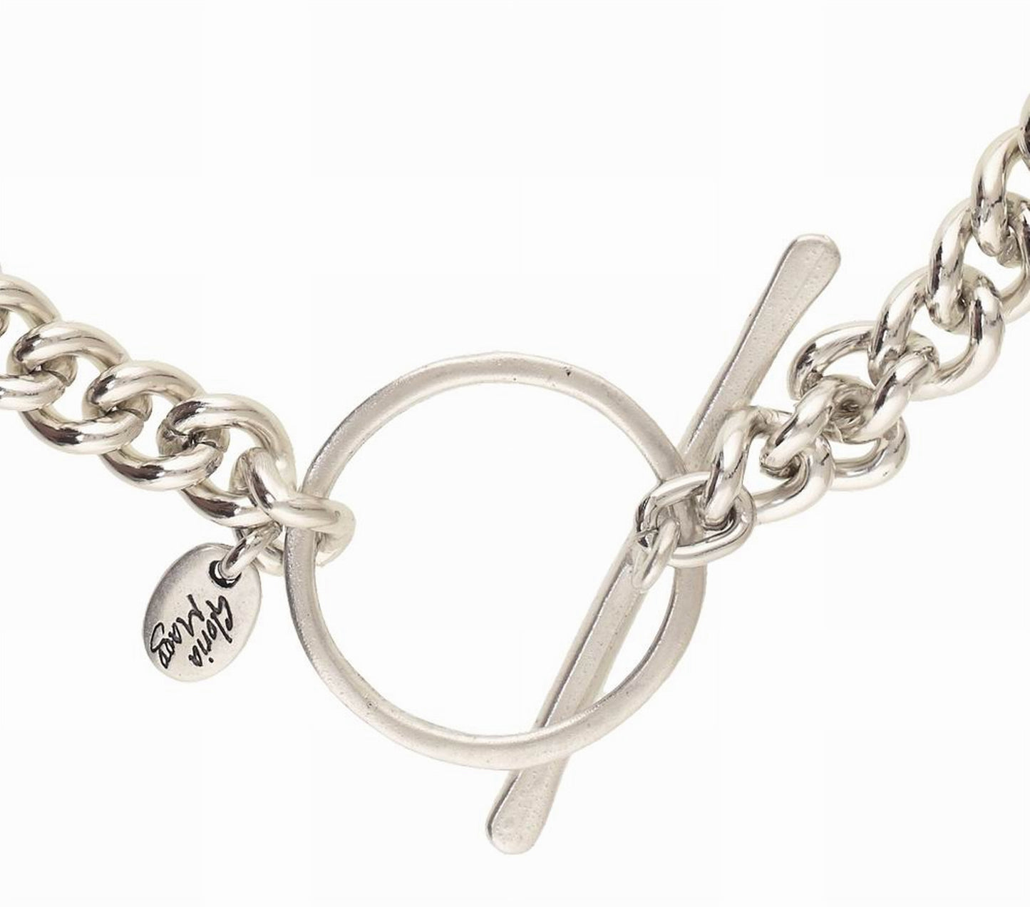 Collar cadena grande plata gran cierre central chapado
