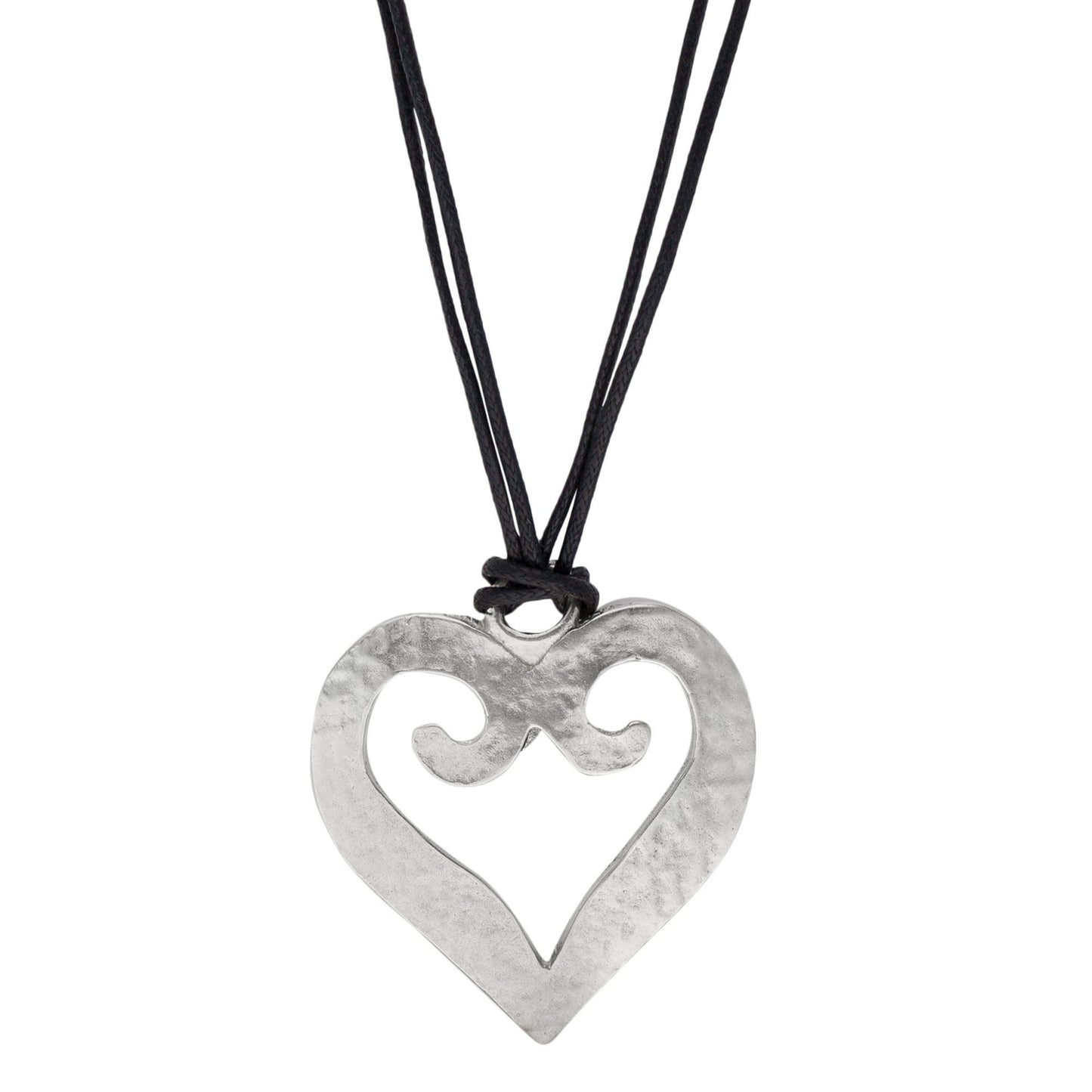Collar corazón Cisne plata-negro