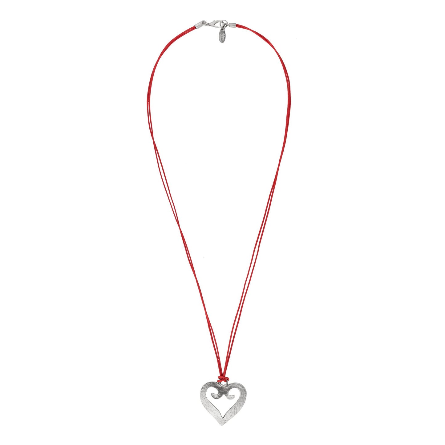 Colar coração cisne prata-vermelho