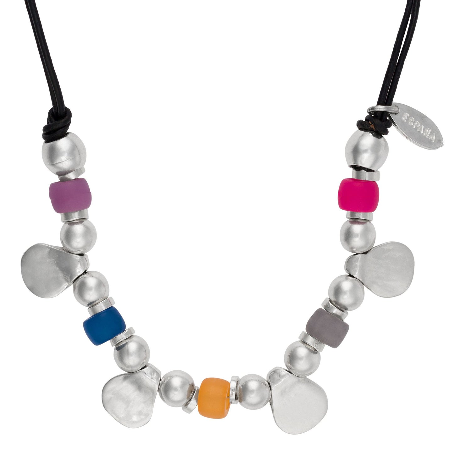 Collar negro plata chapado multicolor
