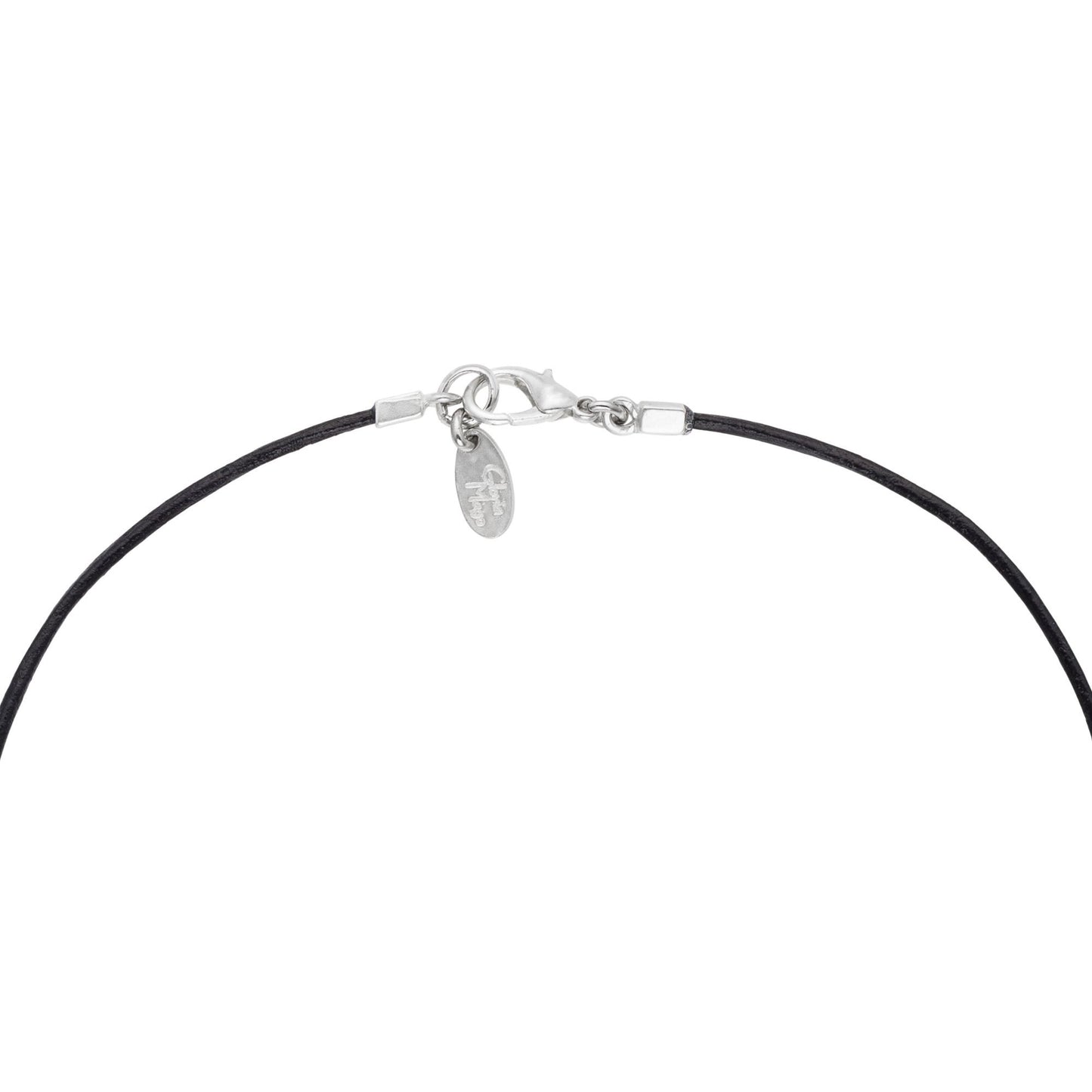 Colar longo de couro "Espiral" pingente banhado a prata 90cm