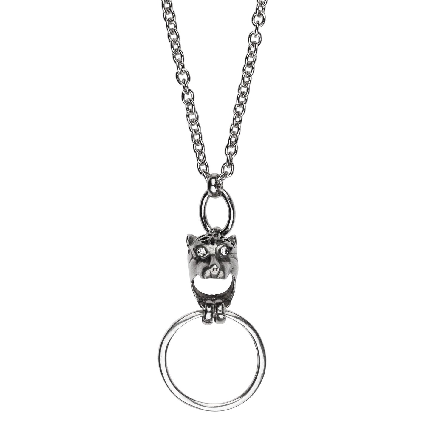 Collar largo plata chapado tigre Swarovski y aro