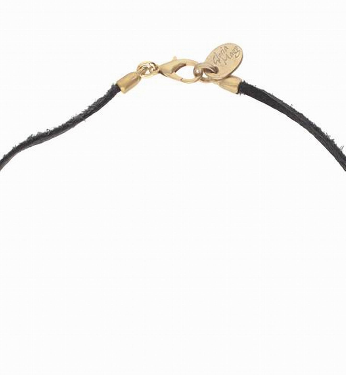 Collar largo "Ola eterna" dorado piel negro 80cm