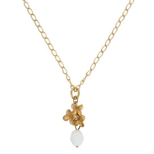 Conjunto collar-pendiente dorado"Bouquet blanco"