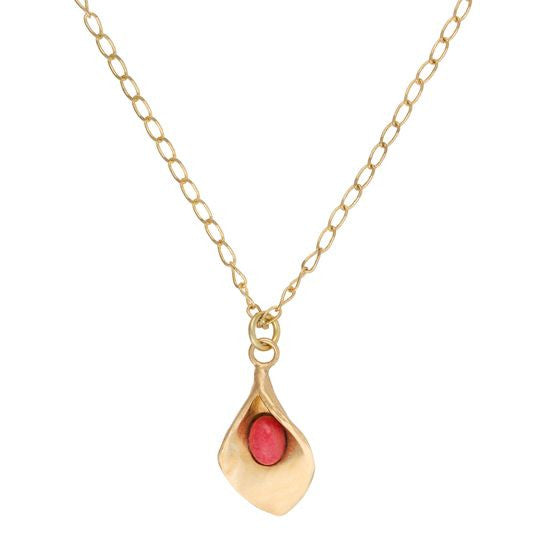 Conjunto collar-pendiente dorado y burdeos"Cala"