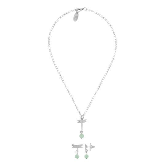 Conjunto collar-pendiente plata"Libélula aventurína"