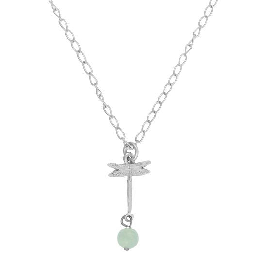 Conjunto collar-pendiente plata"Libélula aventurína"