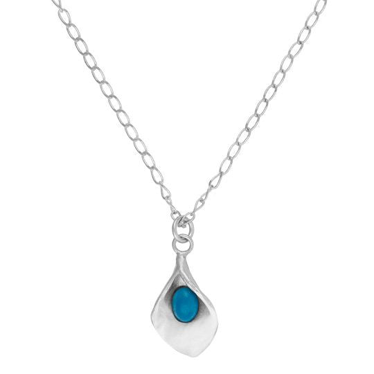 Conjunto collar-pendiente plata"Cala turquesa"
