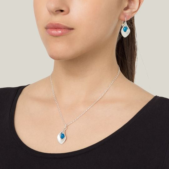Conjunto collar-pendiente plata"Cala turquesa"