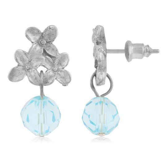 Conjunto collar-pendiente plata"Bouquet azul"