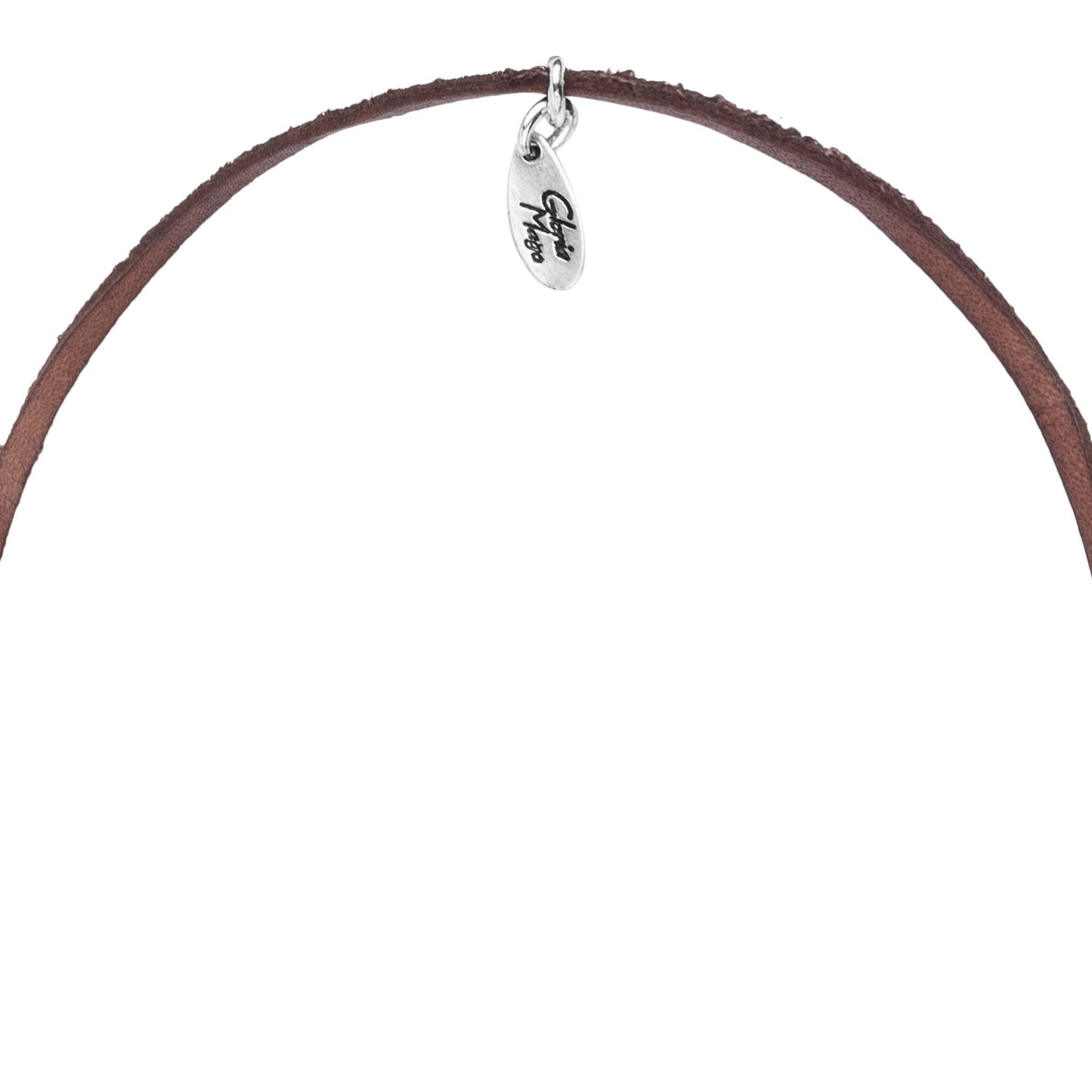 Corbatero piel con hoja plata