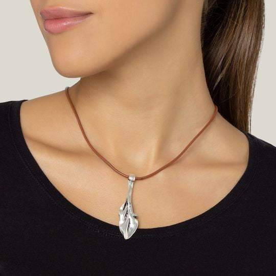 Gargantilla plata chapado Origin cuero teja