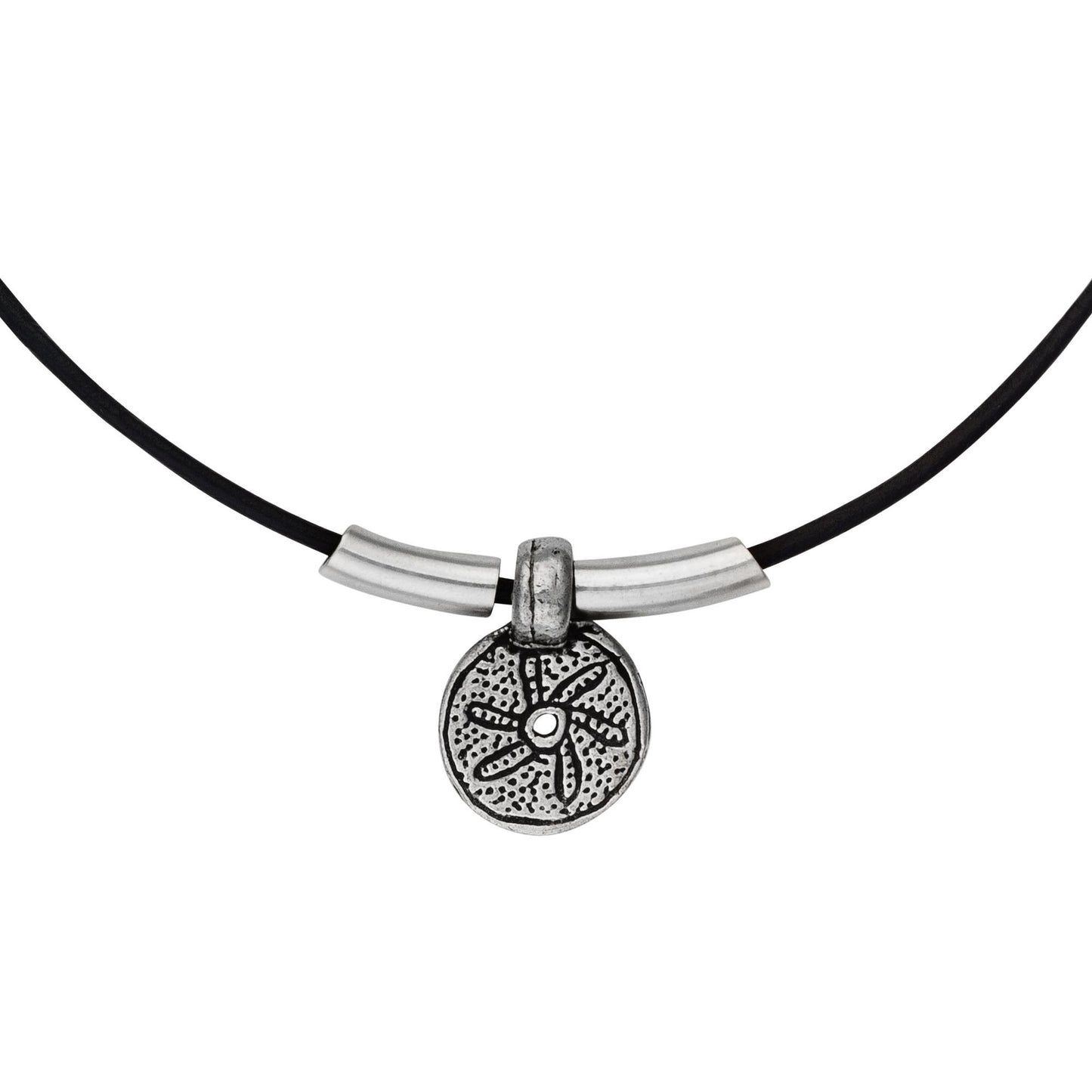 Gargantilla cuero negro-plata étnico