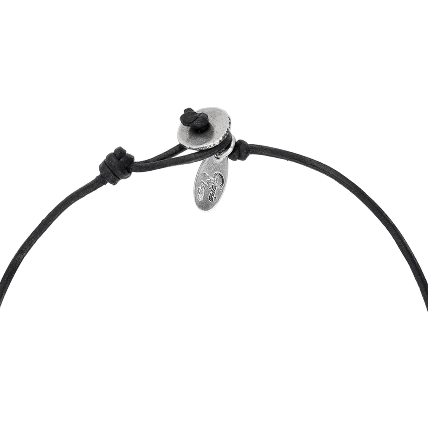 Gargantilla Cuero negro medallas mini plata chapado
