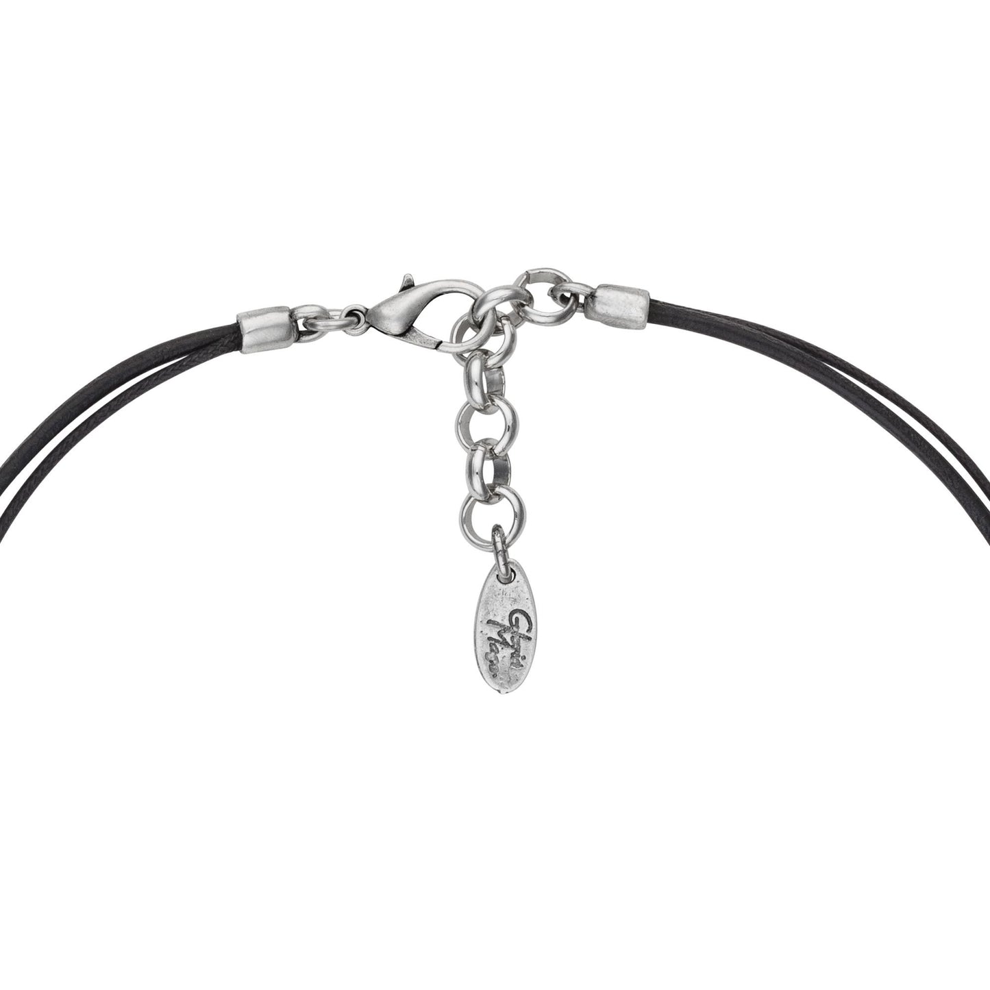 Gargantilla cuero negro y plata chapado 40 cm