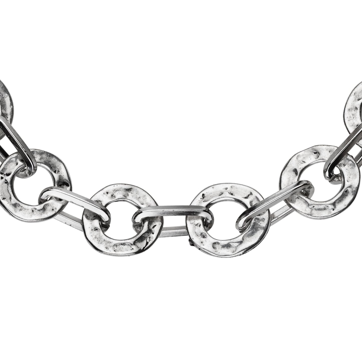 Gargantilha folheada a prata com argolas inteiras, comprimento 40 cm