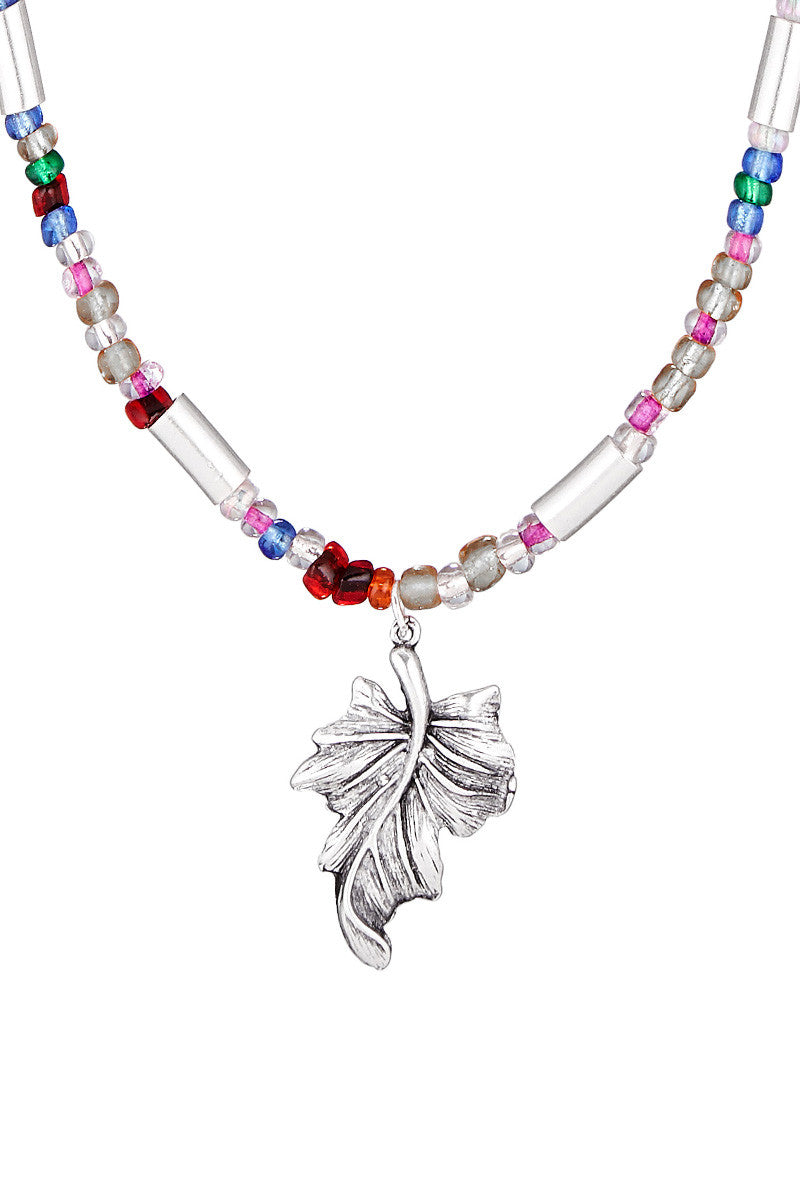 Gargantilla plata chapado multicolor hoja