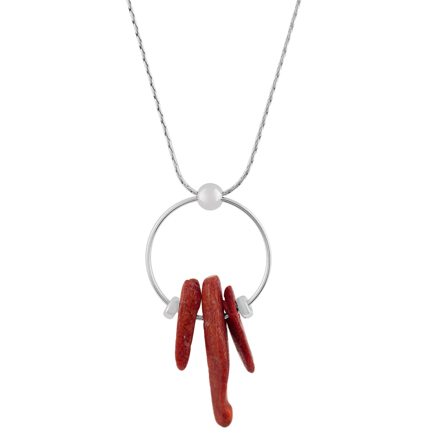 Gargantilla plata y coral Rouge coral natural 40cm