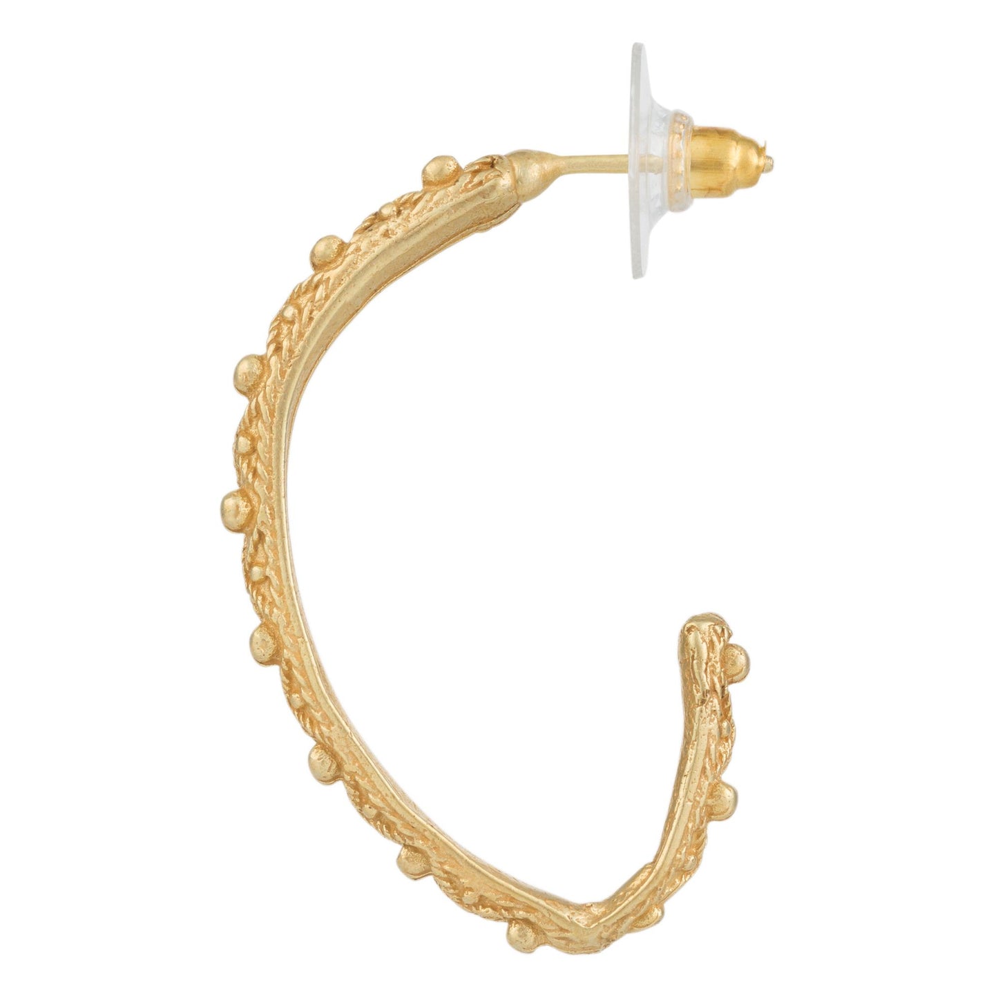 Brinco de argola oval com filigrana dourada