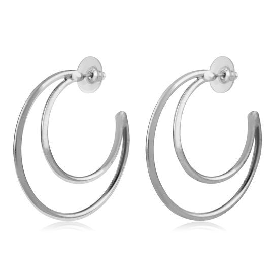 Pendiente aro plata doble aro lunas