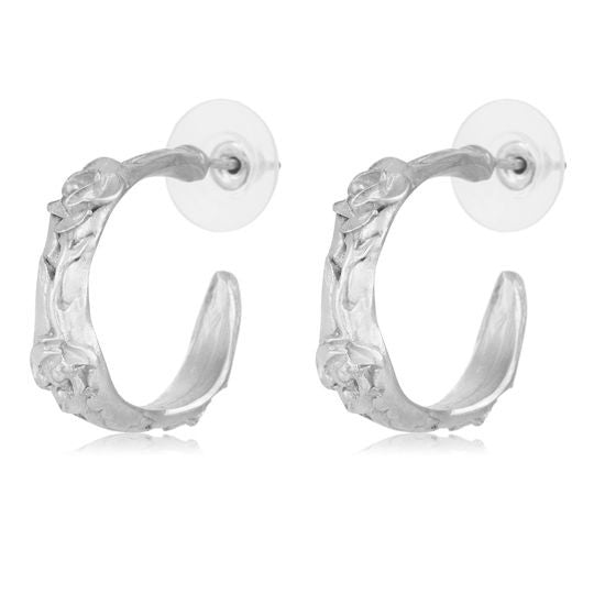 Pendiente aro plata Filigrana Flores y Hojas