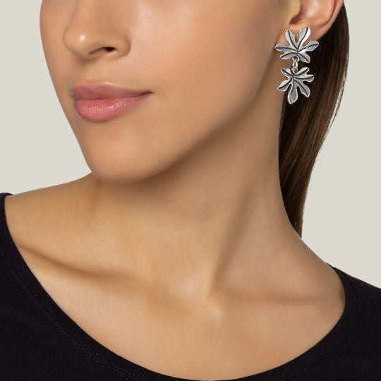 Brinco folha dupla de prata