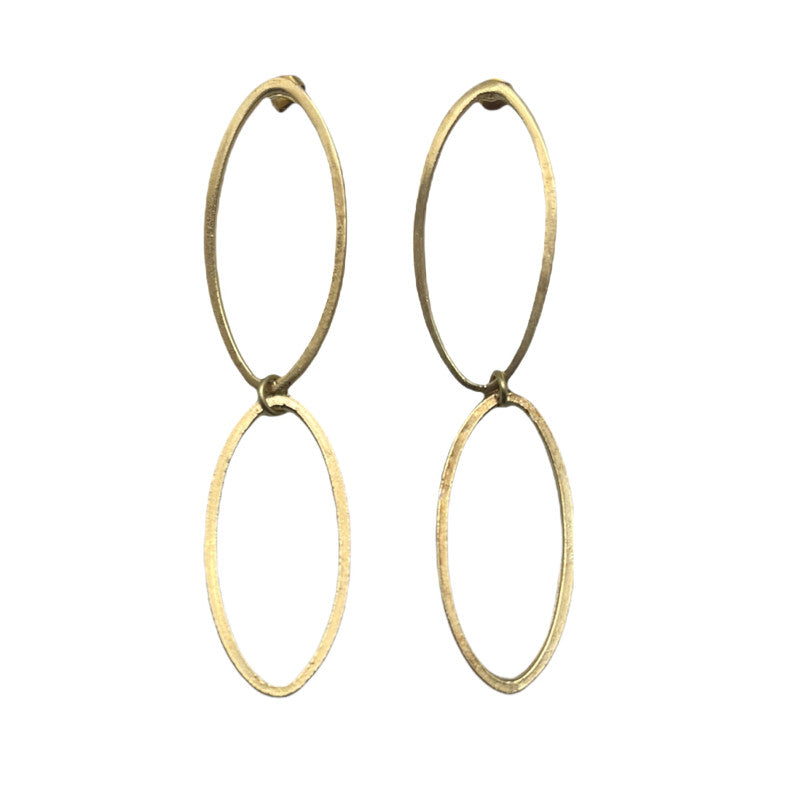 Pendiente doble oval colgante dorado