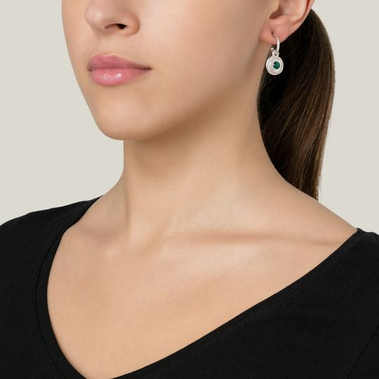 Pendiente esmeralda Swarovski plata chapado