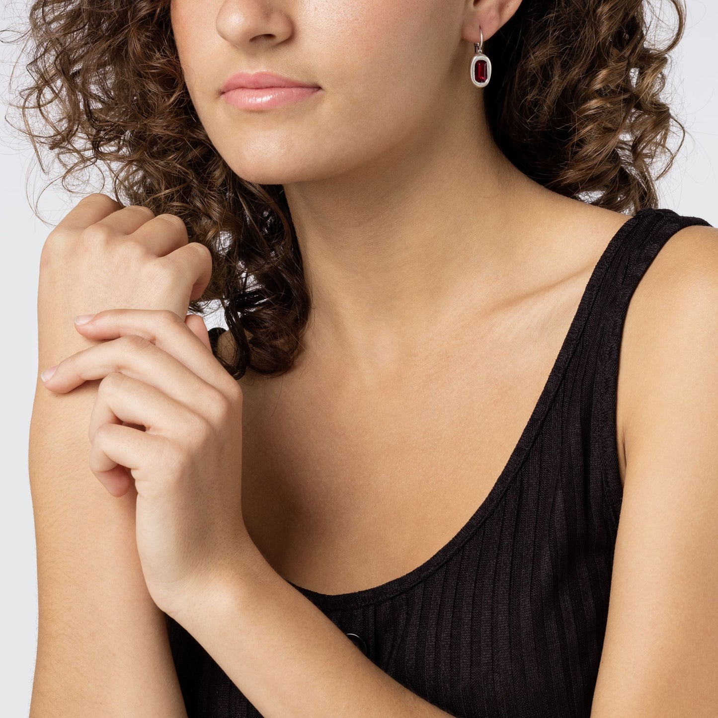 Brinco de prata baguette Swarovski Siam