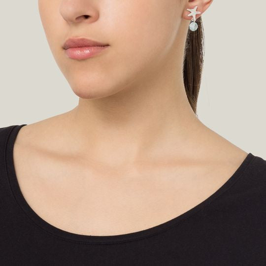 Pendiente plata estrella cristal azul