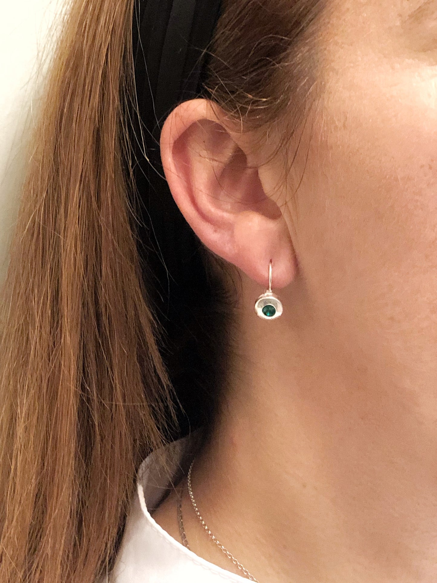 Pendiente plata chapado Donuts Swarovski esmeralda