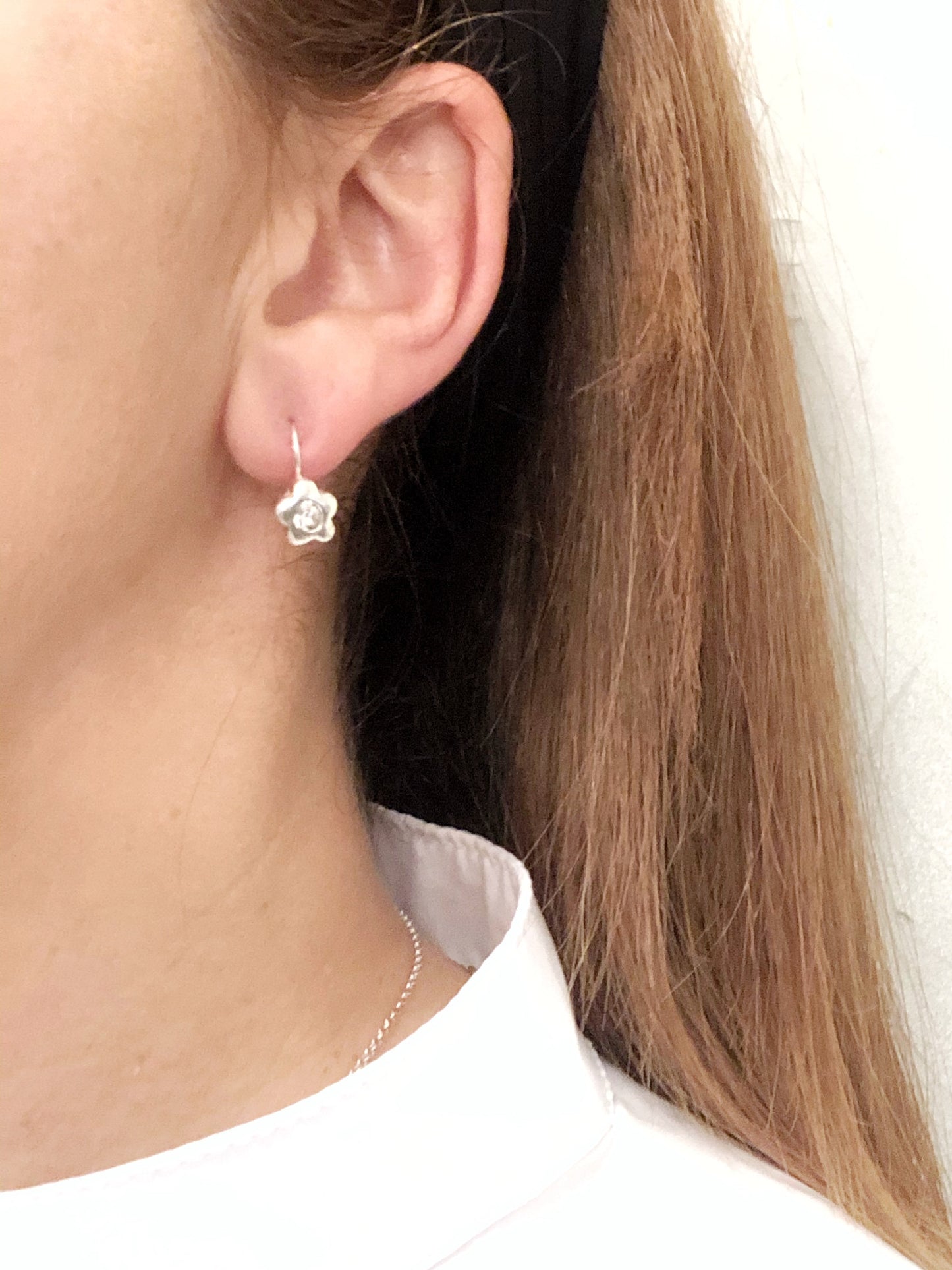 Pendiente plata chapado "Flor2"Swarovski