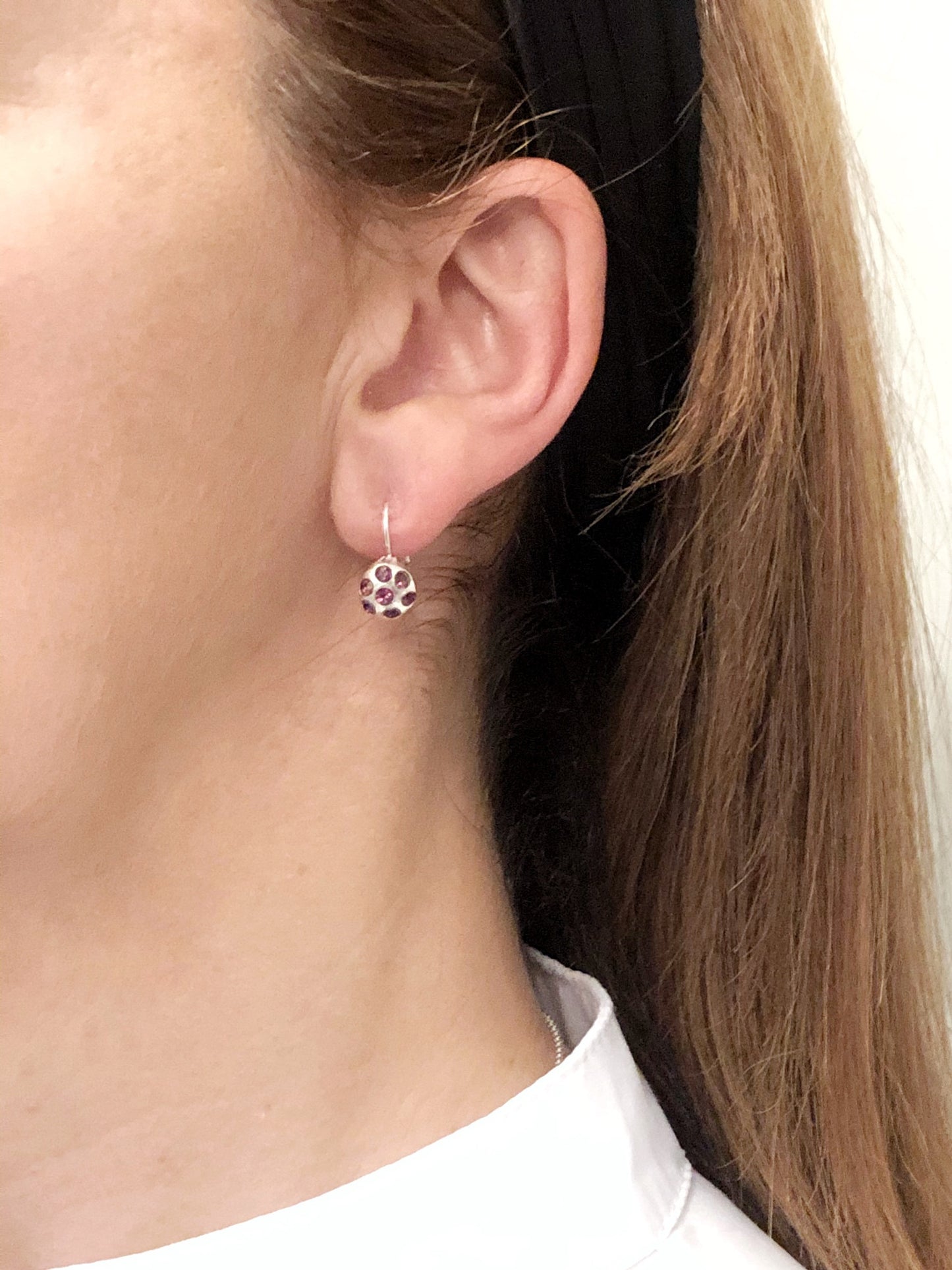 Brinco banhado a prata "Mayo" cristal Swarovski vermelho