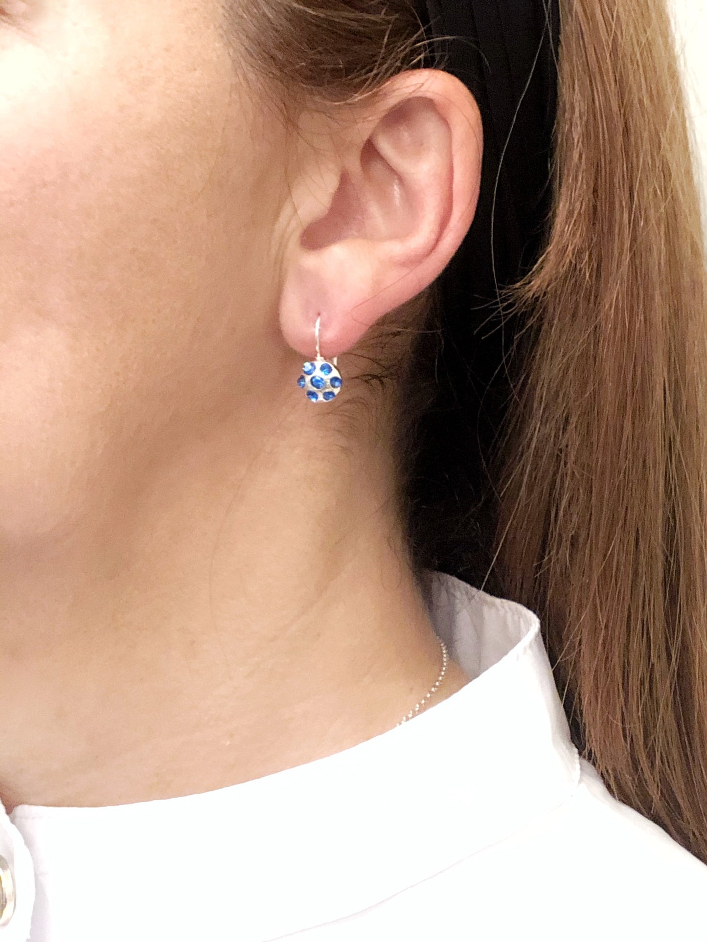 Brinco banhado a prata "Mayo" Swarovski azul