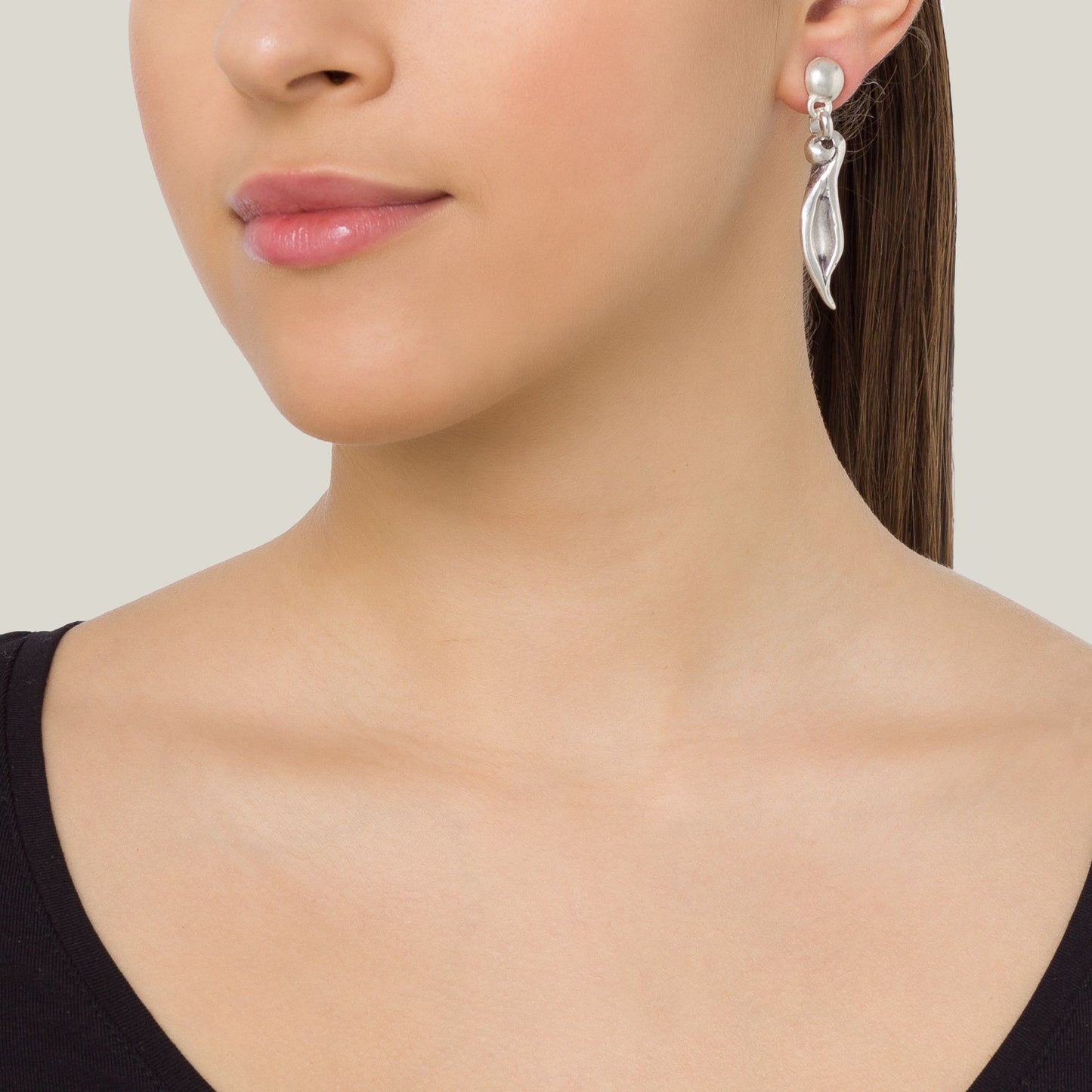 Brinco de fada em folha de prata, banhado a prata, banhado a prata