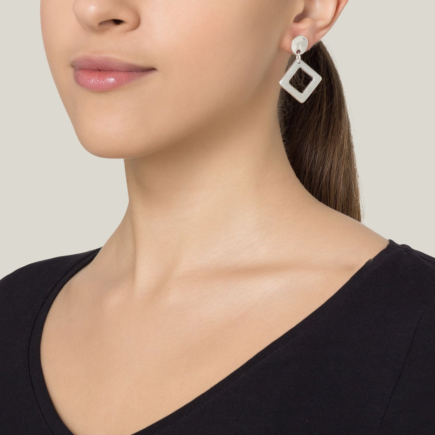 Pendiente plata plata chapado rombo plateado