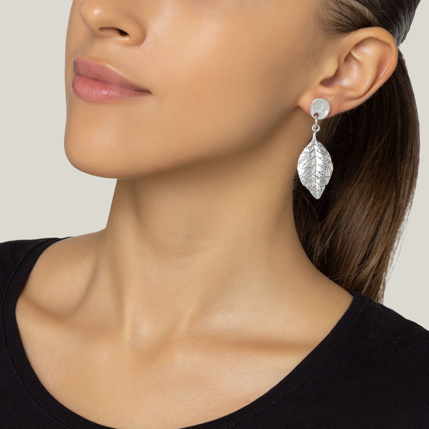 Brinco folha de prata, folha banhada a prata