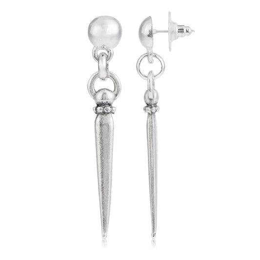 Pendiente plata largo plata chapado "aguja" plateado