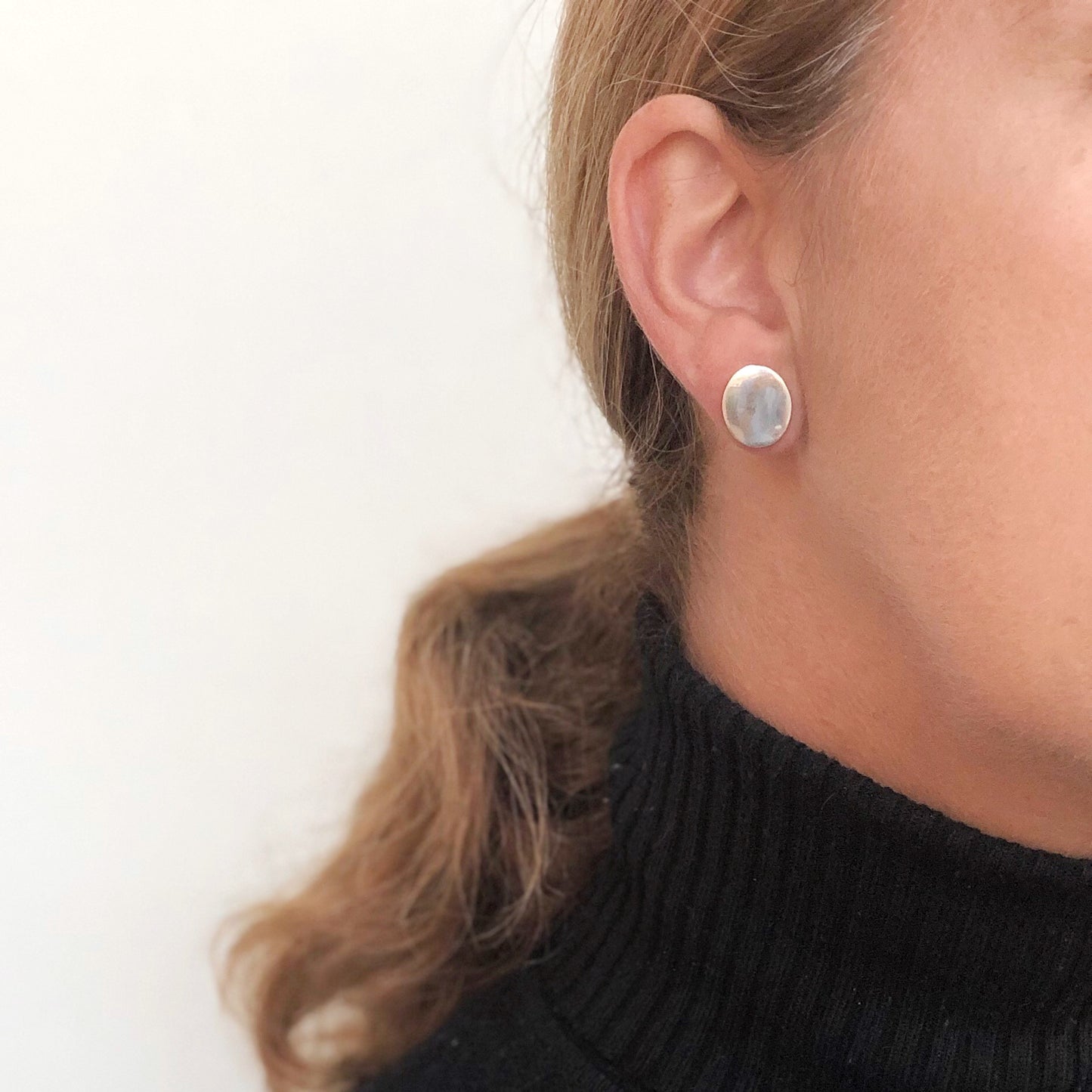 Brinco de prata "Unique Silver" Botão oval Prata 925