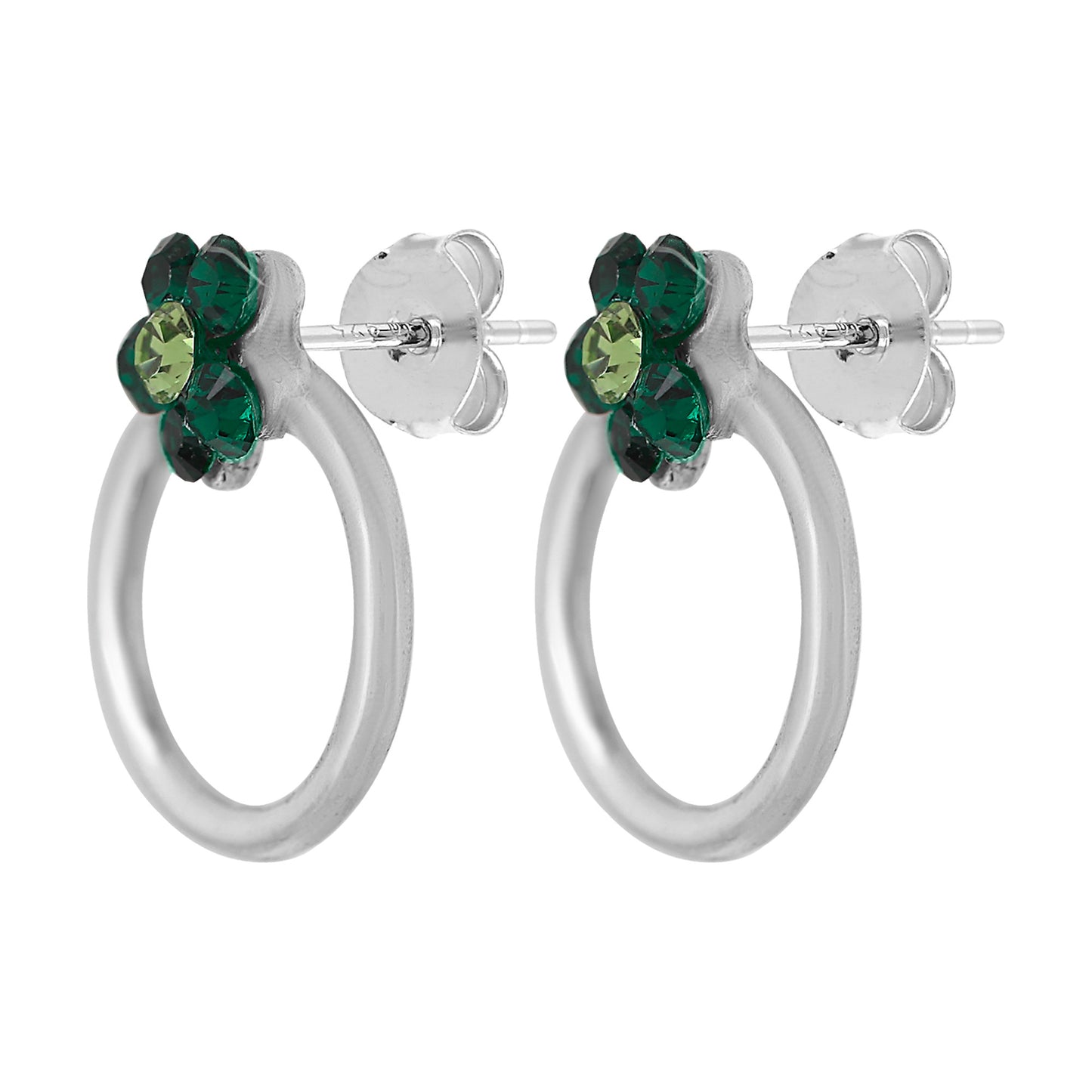 Brinco de esmeralda Swarovski "Daisy" em prata esterlina