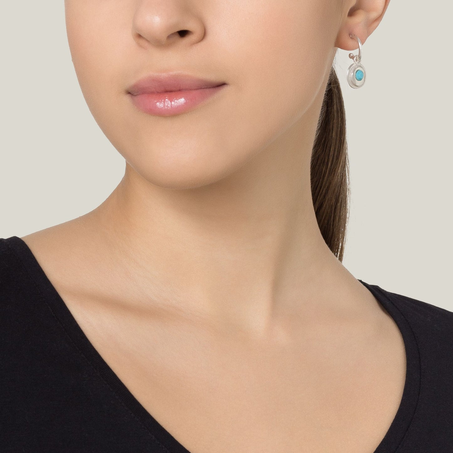 Brinco de argola prata turquesa Swarovski