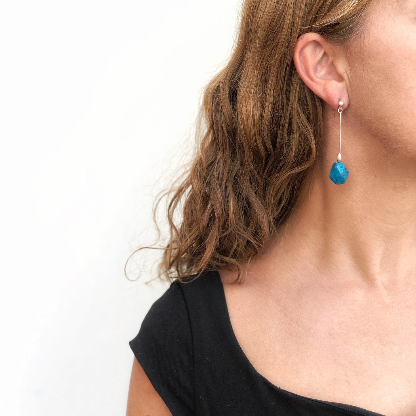 Sterling silver and turquoise earring "Péndulum TQ"